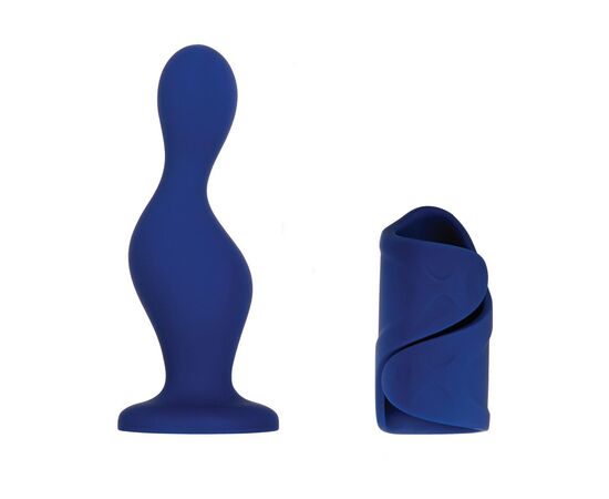 Мужской набор в синем цвете In s & Out s: вибромастурбатор и анальный плаг, фото 