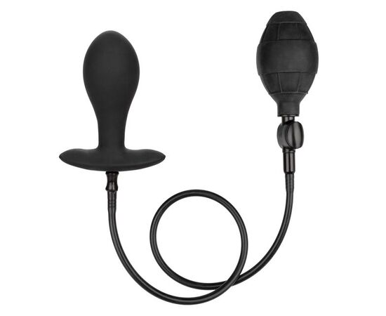 Черная расширяющаяся анальная пробка Weighted Silicone Inflatable Plug Large - 8,25 см., фото 