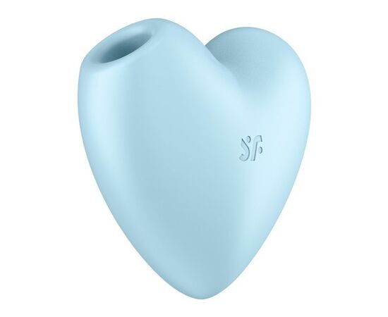 Голубой вибромассажер Cutie Heart с вакуум-волновой стимуляцией, Длина: 7.50, Цвет: голубой, фото 
