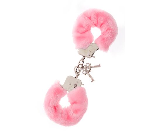 Металлические наручники с розовой меховой опушкой METAL HANDCUFF WITH PLUSH PINK, фото 