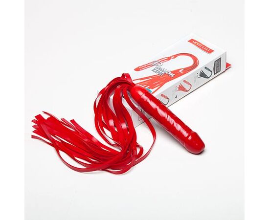 Красная резиновая плеть с ручкой-фаллосом - 55 см., фото 
