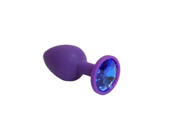 Фиолетовая силиконовая пробка с синим стразом - 7,1 см., фото 