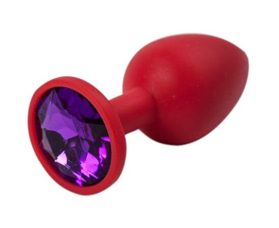 Красная силиконовая пробка с фиолетовым кристаллом - 7,1 см., фото 