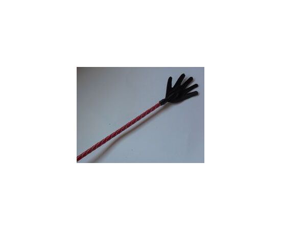 Короткий красный плетеный стек с наконечником-ладошкой - 70 см., фото 