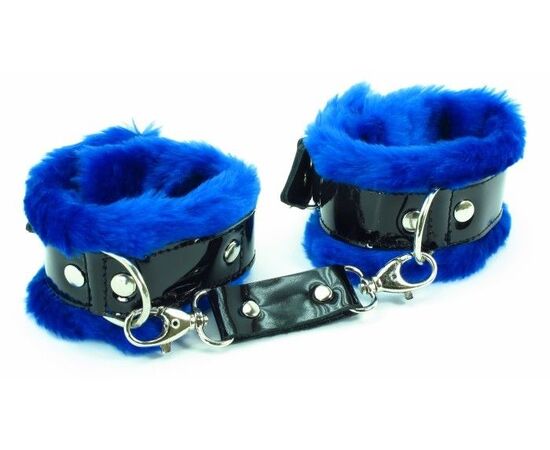 Синие наручники с мехом BDSM Light, фото 