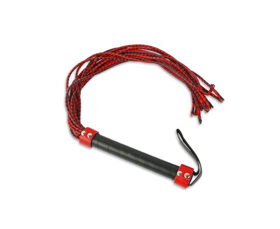 Красно-чёрная плеть-многохвостка с гладкой рукоятью - 77 см., фото 