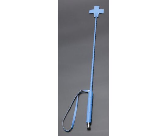 Голубой стек с наконечником-крестом из искусственной кожи - 70 см., фото 