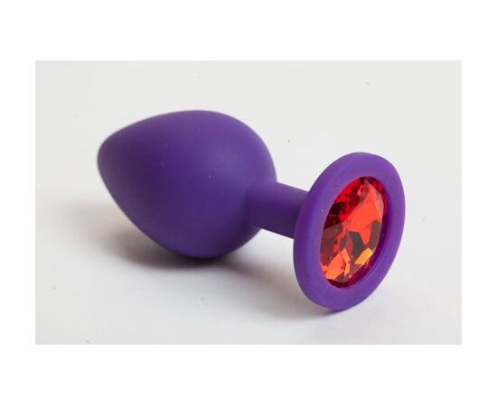 Фиолетовая силиконовая пробка с красным кристаллом - 9,5 см., фото 
