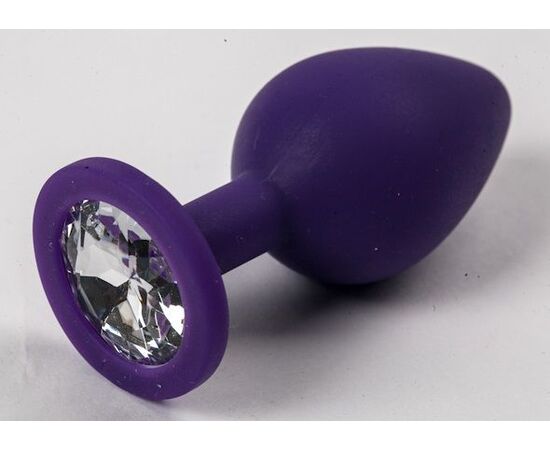 Фиолетовая силиконовая пробка с прозрачным кристаллом - 9,5 см., фото 