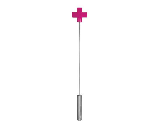 Розовая шлёпалка Leather  Cross Tiped Crop с наконечником-крестом - 56 см., фото 