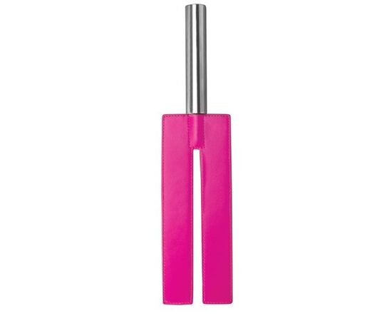 Чёрная П-образная шлёпалка Leather Slit Paddle - 35 см., Цвет: розовый, фото 