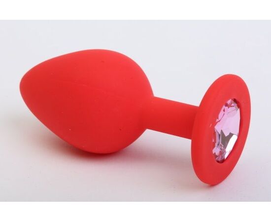 Красная силиконовая пробка с розовым стразом - 7,1 см., фото 