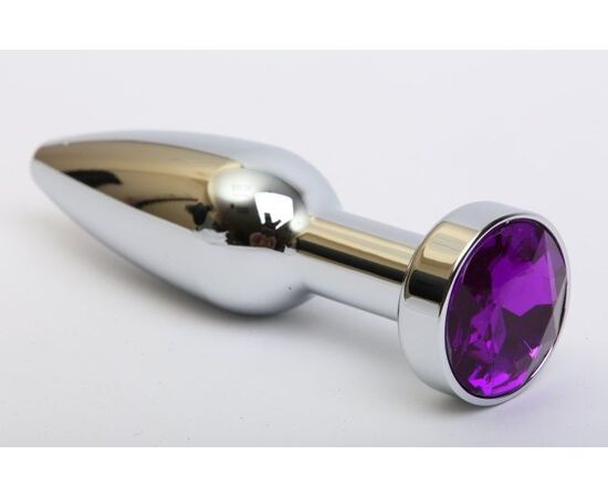 Удлинённая серебристая пробка с фиолетовым кристаллом - 11,2 см., фото 