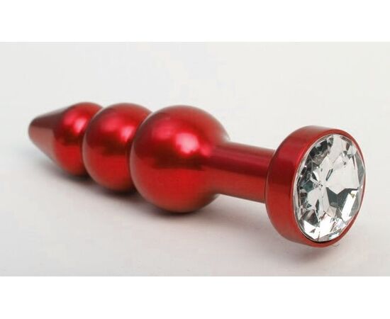 Красная анальная ёлочка с прозрачным кристаллом - 11,2 см., фото 