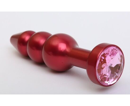 Красная анальная ёлочка с розовым кристаллом - 11,2 см., фото 