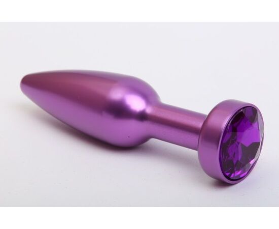 Фиолетовая анальная пробка с фиолетовым стразом - 11,2 см., фото 