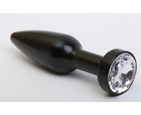 Чёрная удлинённая пробка с прозрачным кристаллом - 11,2 см., фото 
