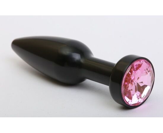 Чёрная удлинённая пробка с розовым кристаллом - 11,2 см., фото 