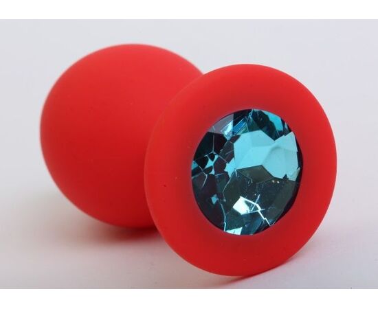 Красная силиконовая пробка с голубым стразом - 8,2 см., фото 