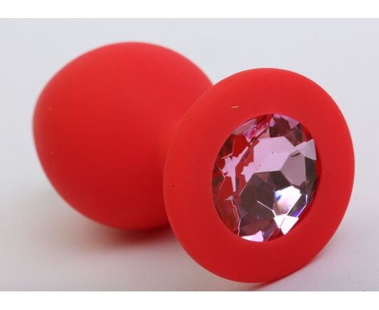 Красная силиконовая пробка с розовым стразом - 8,2 см., фото 