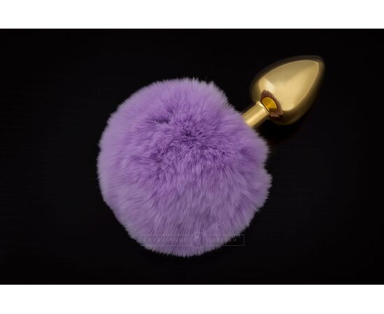 Маленькая золотистая пробка с пушистым хвостиком, Цвет: фиолетовый, фото 